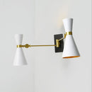 GobekUsa Contemporary Trumpet Wall Sconce Light in Black/White/Gold with Adjustable Arm and 1-3 Lights