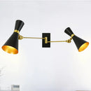 GobekUsa Contemporary Trumpet Wall Sconce Light in Black/White/Gold with Adjustable Arm and 1-3 Lights