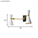 GobekUsa Contemporary Trumpet Wall Sconce Light in Black/White/Gold with Adjustable Arm and 1-3 Lights