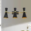GobekUsa Contemporary Trumpet Wall Sconce Light in Black/White/Gold with Adjustable Arm and 1-3 Lights