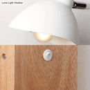 GobekUsa Contemporary Metal Wall Lamp - White Wall Light Sconce with Square Wooden Backplate