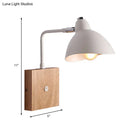 GobekUsa Contemporary Metal Wall Lamp - White Wall Light Sconce with Square Wooden Backplate