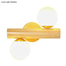 GobekUsa Contemporary Milk Glass Wall Lamp with Wooden Base - 2 Lights in White for Bathroom