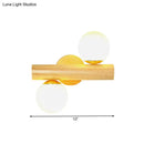 GobekUsa Contemporary Milk Glass Wall Lamp with Wooden Base - 2 Lights in White for Bathroom