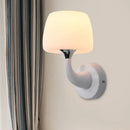 GobekUsa Contemporary Opal Glass Wall Lamp with Metal Curved Arm, White Sconce Light Fixture
