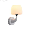 GobekUsa Contemporary Opal Glass Wall Lamp with Metal Curved Arm, White Sconce Light Fixture