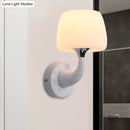 GobekUsa Contemporary Opal Glass Wall Lamp with Metal Curved Arm, White Sconce Light Fixture