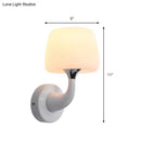 GobekUsa Contemporary Opal Glass Wall Lamp with Metal Curved Arm, White Sconce Light Fixture