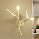 GobekUsa Contemporary Resin Antler Wall Sconce - 2 Lights, White - Ideal for Restaurants