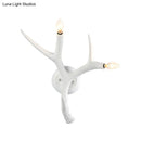 GobekUsa Contemporary Resin Antler Wall Sconce - 2 Lights, White - Ideal for Restaurants