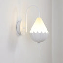 GobekUsa Contemporary LED Wall Sconce - Curved Arm Design with Metallic Finish and Pear Acrylic Shade in White