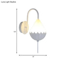 GobekUsa Contemporary LED Wall Sconce - Curved Arm Design with Metallic Finish and Pear Acrylic Shade in White