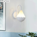 GobekUsa Contemporary LED Wall Sconce - Curved Arm Design with Metallic Finish and Pear Acrylic Shade in White