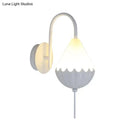 GobekUsa Contemporary LED Wall Sconce - Curved Arm Design with Metallic Finish and Pear Acrylic Shade in White