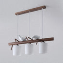 GobekUsa Contemporary Wood Island Pendant with Nutcracker Design and Cylindrical Glass Shades - Set of 3 Lights
