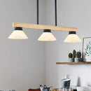 GobekUsa Contemporary Wood Linear Island Ceiling Light - 3 Head Dining Room Hanging Lamp Kit with Gold/Black Rod