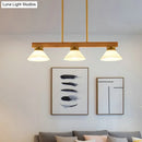 GobekUsa Contemporary Wood Linear Island Ceiling Light - 3 Head Dining Room Hanging Lamp Kit with Gold/Black Rod