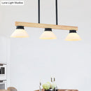 GobekUsa Contemporary Wood Linear Island Ceiling Light - 3 Head Dining Room Hanging Lamp Kit with Gold/Black Rod