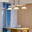 GobekUsa Contemporary Wood Linear Island Ceiling Light - 3 Head Dining Room Hanging Lamp Kit with Gold/Black Rod