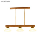 GobekUsa Contemporary Wood Linear Island Ceiling Light - 3 Head Dining Room Hanging Lamp Kit with Gold/Black Rod