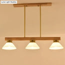 GobekUsa Contemporary Wood Linear Island Ceiling Light - 3 Head Dining Room Hanging Lamp Kit with Gold/Black Rod