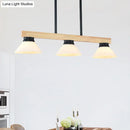 GobekUsa Contemporary Wood Linear Island Ceiling Light - 3 Head Dining Room Hanging Lamp Kit with Gold/Black Rod