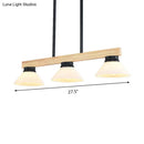 GobekUsa Contemporary Wood Linear Island Ceiling Light - 3 Head Dining Room Hanging Lamp Kit with Gold/Black Rod