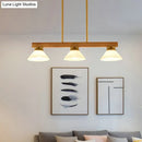 GobekUsa Contemporary Wood Linear Island Ceiling Light - 3 Head Dining Room Hanging Lamp Kit with Gold/Black Rod