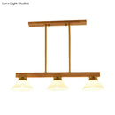 GobekUsa Contemporary Wood Linear Island Ceiling Light - 3 Head Dining Room Hanging Lamp Kit with Gold/Black Rod