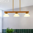 GobekUsa Contemporary Wood Linear Island Ceiling Light - 3 Head Dining Room Hanging Lamp Kit with Gold/Black Rod