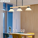 GobekUsa Contemporary Wood Linear Island Ceiling Light - 3 Head Dining Room Hanging Lamp Kit with Gold/Black Rod