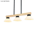 GobekUsa Contemporary Wood Linear Island Ceiling Light - 3 Head Dining Room Hanging Lamp Kit with Gold/Black Rod