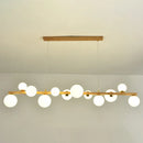 GobekUsa Contemporary Wood Pendant with Glass Globe Shade for Dining Room
