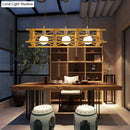 GobekUsa Contemporary Wooden Beige Hanging Light - Rectangular Cage Island Lamp for Restaurants