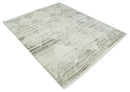 Contemporary Woolen Ivory and Brown 8.4x10.5 hand knotted Geometrical Area rug by The Rug Decor
