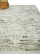 Contemporary Woolen Ivory and Brown 8.4x10.5 hand knotted Geometrical Area rug by The Rug Decor