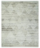 Contemporary Woolen Ivory and Brown 8.4x10.5 hand knotted Geometrical Area rug by The Rug Decor