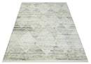 Contemporary Woolen Ivory and Brown 8.4x10.5 hand knotted Geometrical Area rug by The Rug Decor