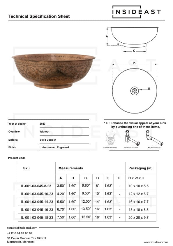 Copper Bathroom Sink, Vessel Sink, Bowl Sink, Hand Hammered and Engraved