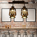 GobekUsa Copper Lantern Island Light with Clear Glass - 2-Bulb Kitchen Hanging Fixture
