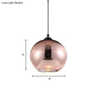 GobekUsa Copper Sphere Pendant Light - Modern 1 Head - 8"/12" Wide - Mirror Glass - Hanging Lamp Kit for Bar