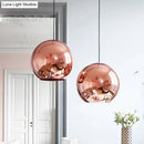 GobekUsa Copper Sphere Pendant Light - Modern 1 Head - 8"/12" Wide - Mirror Glass - Hanging Lamp Kit for Bar