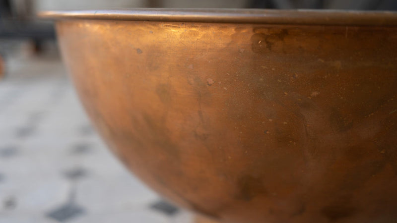 Copper Vessel Sink Basin Solid Bathroom Vessel Vanity, Counter Top Sink Bowl, Light Hammered