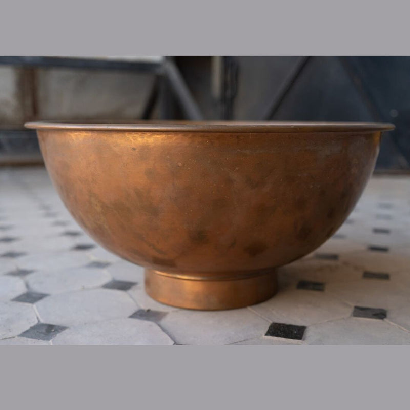 Copper Vessel Sink Basin Solid Bathroom Vessel Vanity, Counter Top Sink Bowl, Light Hammered