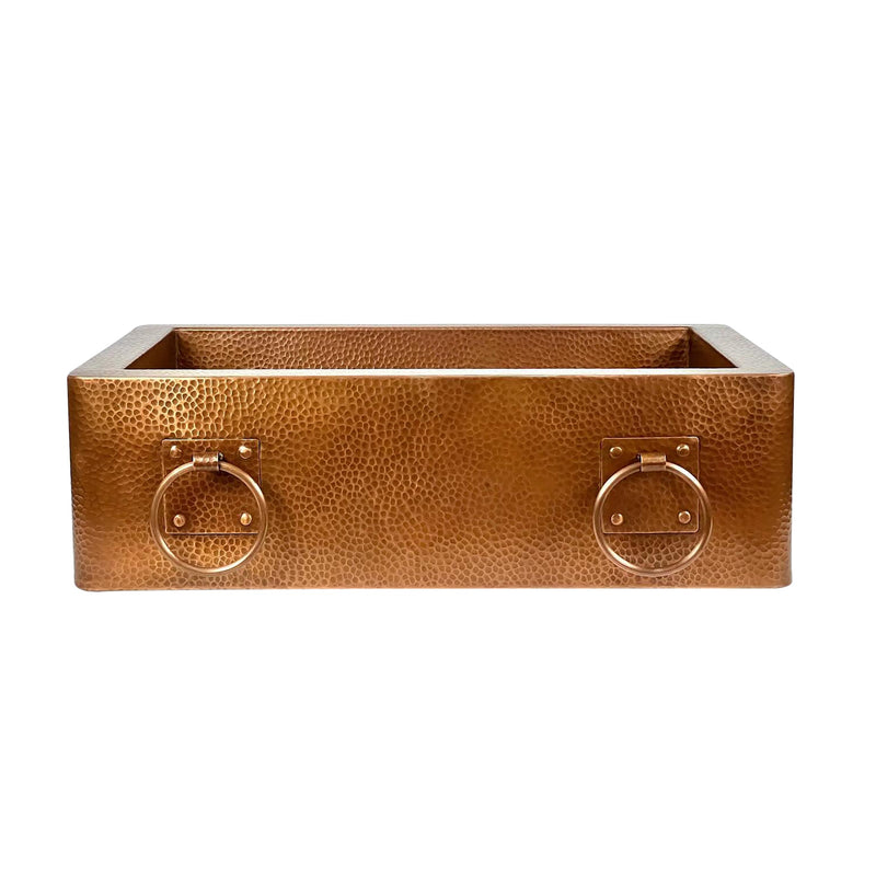 Hammered Copper Single-Bowl Farmhouse Sink with Rings - Ryla
