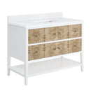 James Martin Olena 48" Single Bathroom Vanity, Polished White and Light Mappa Burl