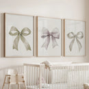 Aesthetic Bow Wall Art Set of 3. Neutral Gallery Set by Wall Art Set