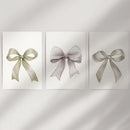 Aesthetic Bow Wall Art Set of 3. Neutral Gallery Set by Wall Art Set