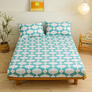 GobekUsa Green Leaf Flower Fitted Sheet Set with 2 Pillowcases for All Seasons