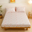 GobekUsa Green Leaf Flower Fitted Sheet Set with 2 Pillowcases for All Seasons